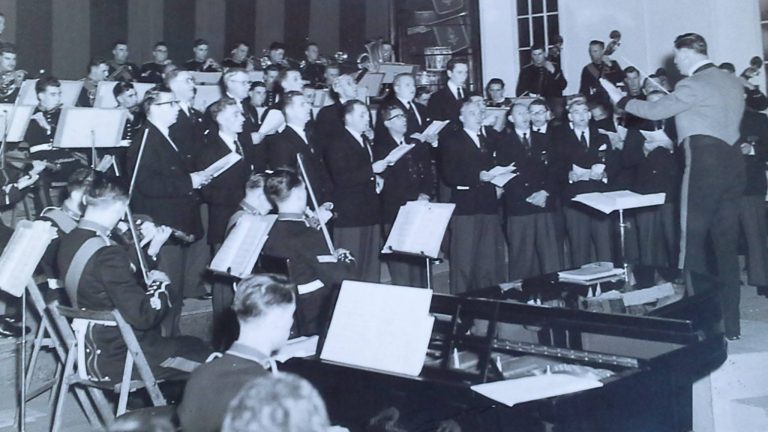(02) From the archives, Snowdown CWMVC on stage with the band of the Royal Marines, Deal, 1957. 10636428_898192256868593_5395400190659539241_o