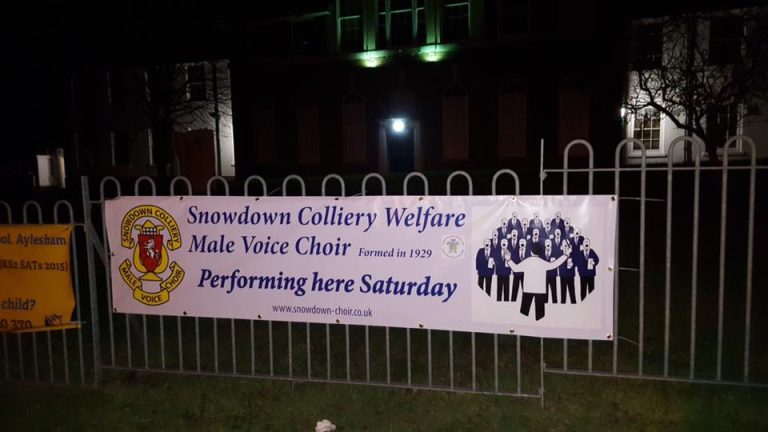 (18) New publicity banner in place for Saturdays St Davids concert featuring Snowdown Colliery Welfare Male Voice Choir and Guests Aylesham Ladies Choir Concert 5632173692687299976_n