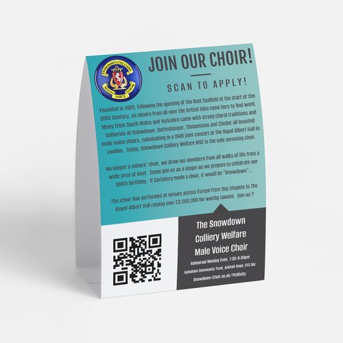 table tents 50p cheap low volume advert